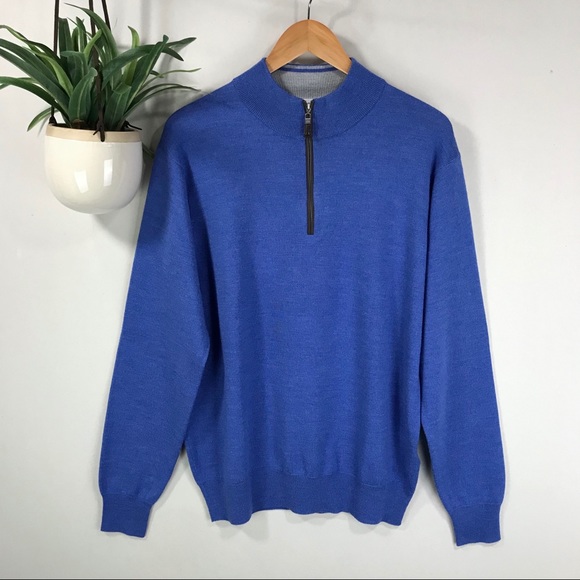 Peter Millar Other - Peter Millar Crown L Nappa Trimmed 1/4 Zip Sweater